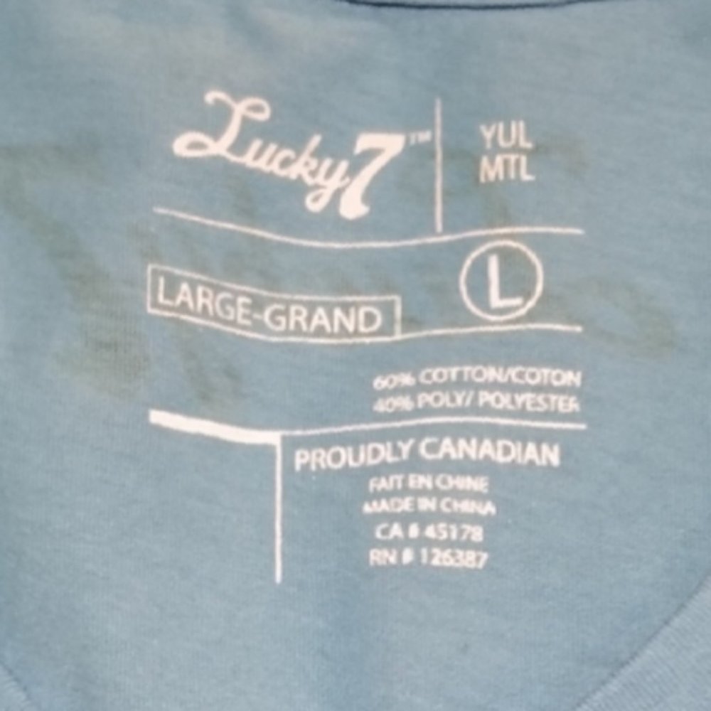 Women's LUCKY 7 Aquamarine V-Neck Tee (Size Large) - Picture 4 of 11
